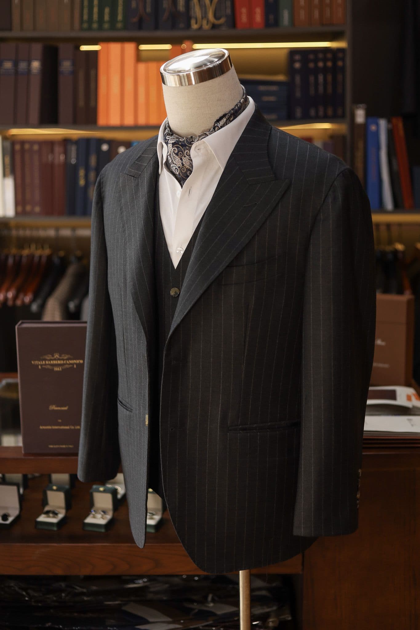 VBC Perenial Charcoal Pinstripe 3 Pieces Suit